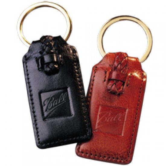 Custom Logo Third Avenue Top Grain Leather Rectangular Key Fob