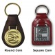 Custom Logo Die struck coin leather fob.