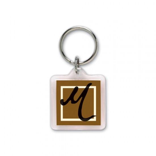 Custom Logo Square Acrylic Key Ring - 1-1/2"x1-1/2" -