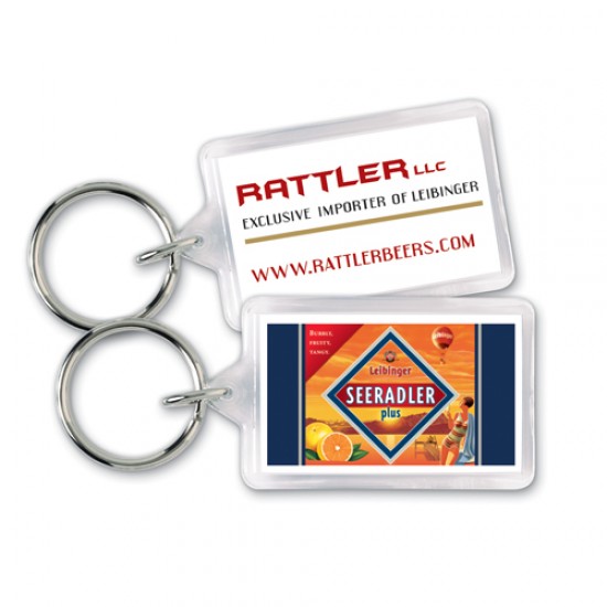 Custom Logo Rectangle Acrylic Key Ring - 1-3/8"x2 1/8" -