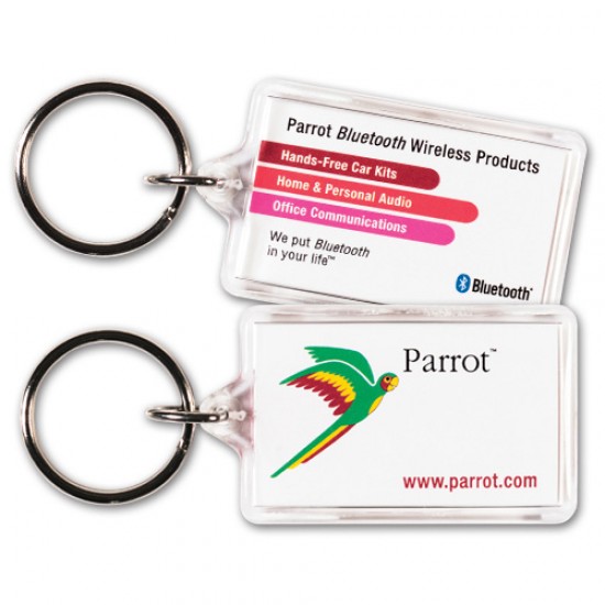 Custom Logo Rectangle Acrylic Key Ring - 1-3/8"x2 1/8" -