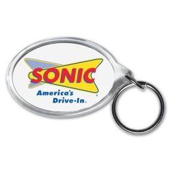Custom Logo Oval Acrylic Key Ring - 1-5/8"x2-5/16" Custom Logo Oval Acrylic Key Ring - 1-5/8"x2-5/16"