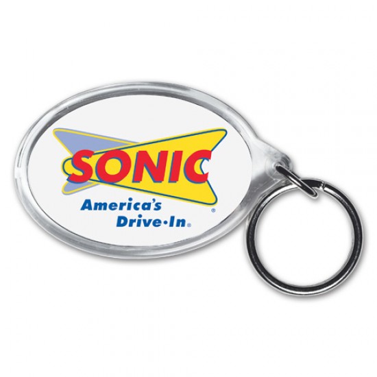 Custom Logo Oval Acrylic Key Ring - 1-5/8"x2-5/16"