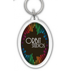 Custom Logo Transparent Oval Acrylic Key Tag w/ Full Color Insert - 2-5/8"x 1-3/4" -