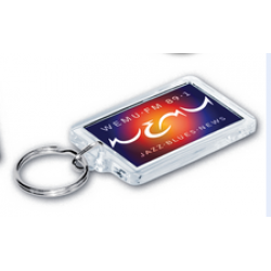 Custom Logo Transparent Rectangle Acrylic Key Tag w/ Full Color Insert - 2-3/8"x1-3/8" -