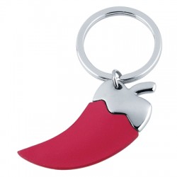 Custom Logo Chili Keychain w/ Metal & Leather Custom Logo Chili Keychain w/ Metal & Leather