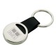 Custom Logo Chrome Disk Key Ring w/ Leather Strap