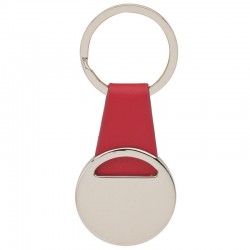 Custom Logo Chrome Disk Key Ring w/ Leather Strap Custom Logo Chrome Disk Key Ring w/ Leather Strap