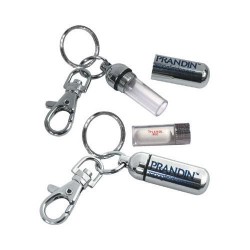 Custom Logo Chrome Plated Pill Case Key Ring Custom Logo Chrome Plated Pill Case Key Ring