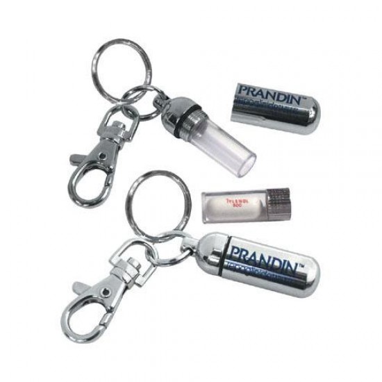 Custom Logo Chrome Plated Pill Case Key Ring