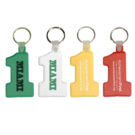 Custom Logo Number one shape soft PVC vinyl key ring.