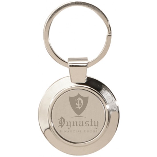 Custom Logo Sterling Silver Plated Circle Keyring