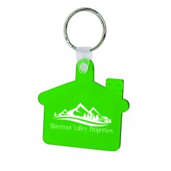 Custom Logo House shaped soft squeezable key tag.