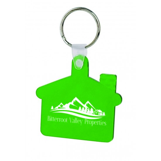 Custom Logo House shaped soft squeezable key tag.