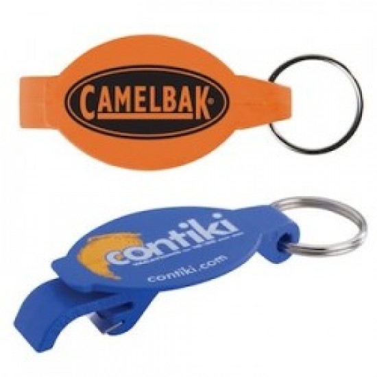 Custom Logo Elliptical Beverage Wrench Bottle & Can Opener w/ Key Chain