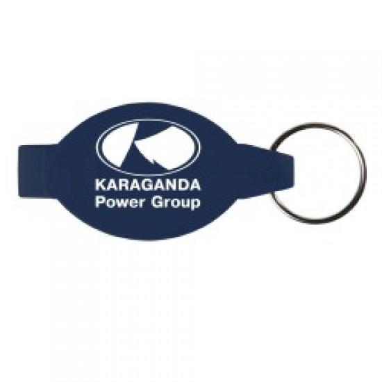 Custom Logo Elliptical Beverage Wrench Bottle & Can Opener w/ Key Chain