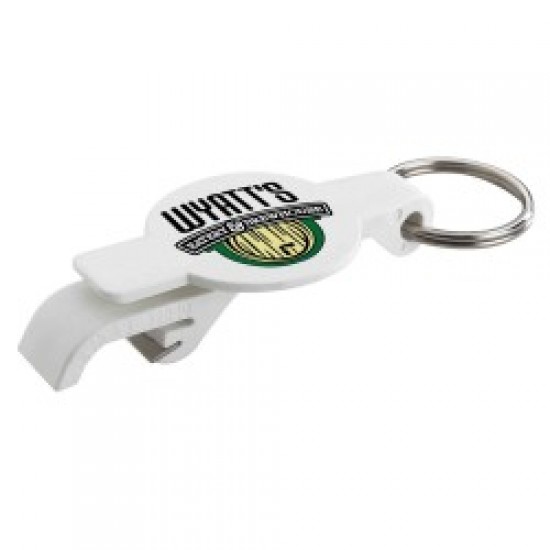 Custom Logo Round Beverage Wrench Bottle & Can Opener w/ Key Chain