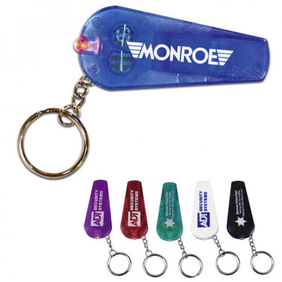 Custom Logo Whistle Keychain w/ Red Key Light (Spot Color)