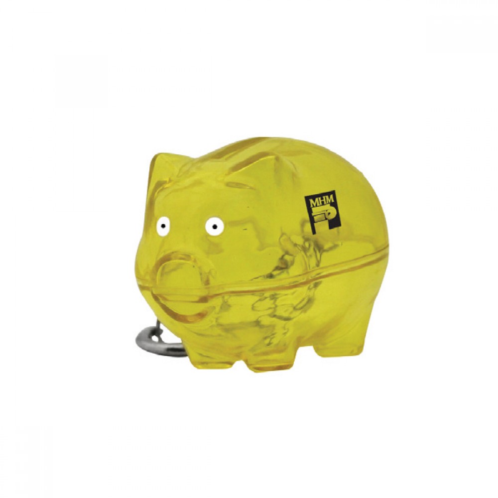 Custom Logo 2"x11/4" Yellow Piggy Bank Keychain