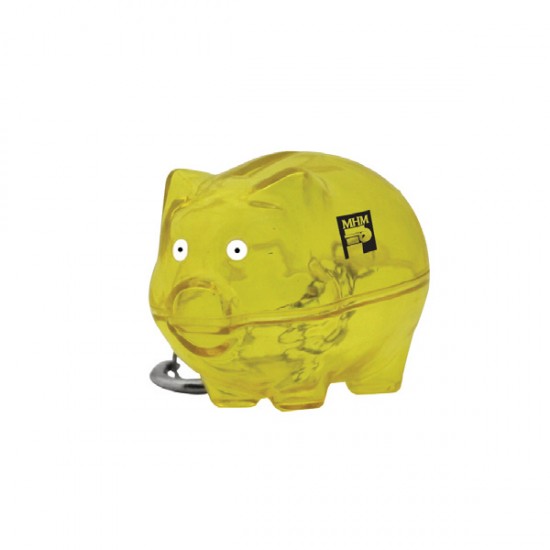 Custom Logo 2"x1-1/4" Yellow Piggy Bank Keychain