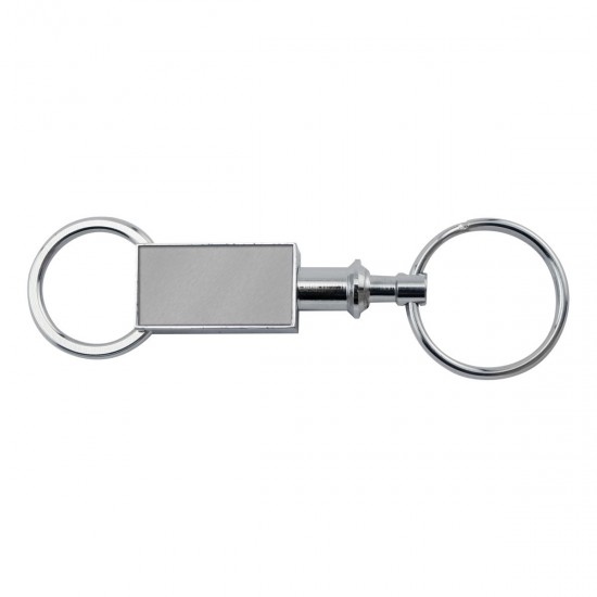 Custom Logo Rectangular Valet Pull-Apart/ Pull-n-Twist Metal Keychain