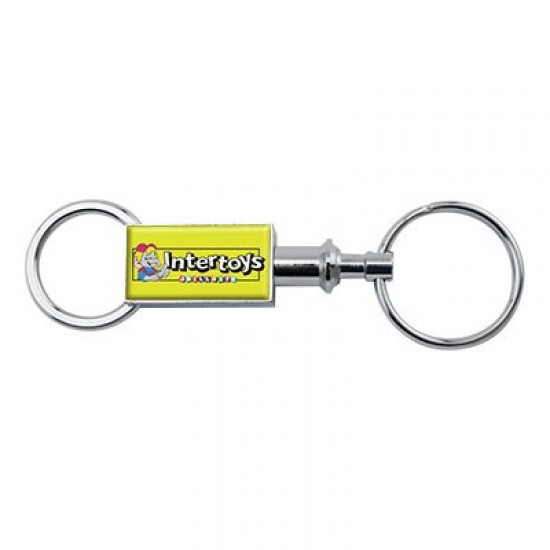 Custom Logo Rectangular Valet Pull-Apart/ Pull-n-Twist Metal Keychain