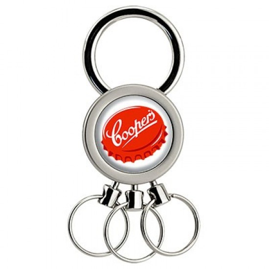 Custom Logo Circular Valet Pull-Apart/ Pull-n-Twist Metal Keychain w/ 4 Rings