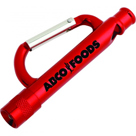 Custom Logo Carabiner Flashlight/Whistle