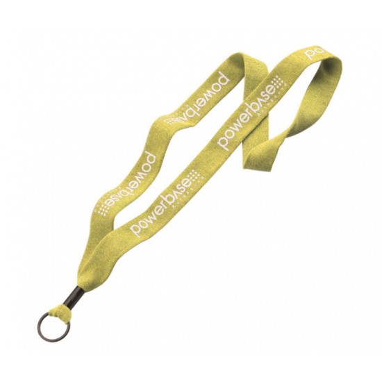 Custom Logo 1" Knitted Cotton Lanyard w/ Metal Crimp & Metal Split-Ring