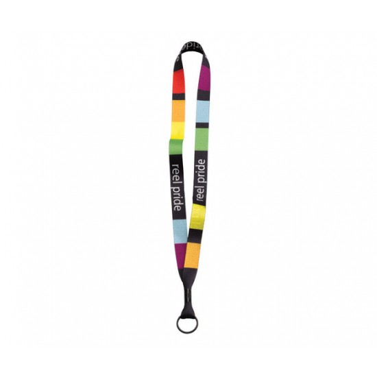 Custom Logo 3/4" Waffle Weave Dye Sublimated Lanyard w/ Metal Crimp & Metal Split Ring