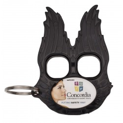 Custom Logo Black Guardian Angel Keychain w/ Full Color Poly Dome Custom Logo Black Guardian Angel Keychain w/ Full Color Poly Dome