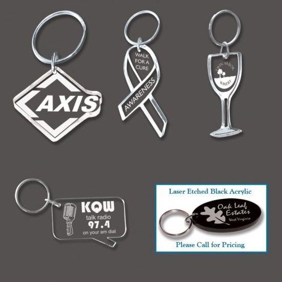 Custom Shape Acrylic Key Ring Etched with Your Logo