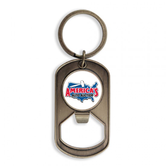 Die struck Dog Tag Bottle Opener Keychain with Your Logo