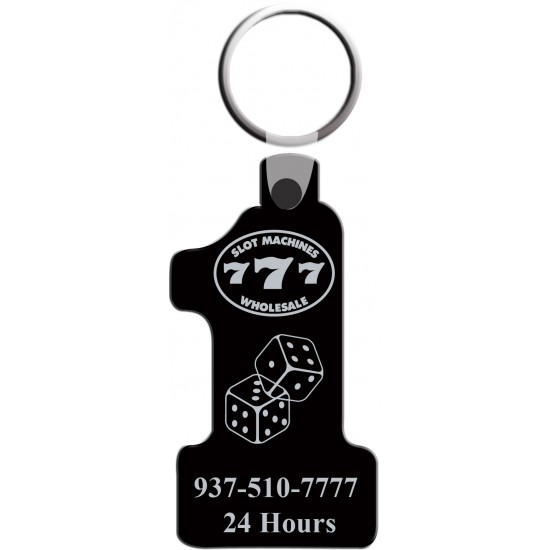 Custom Logo Number one shape soft squeezable key tag.