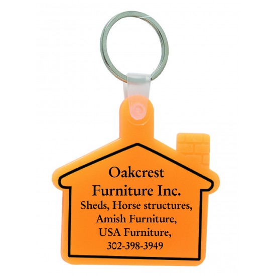 Custom Logo House shaped soft squeezable key tag.