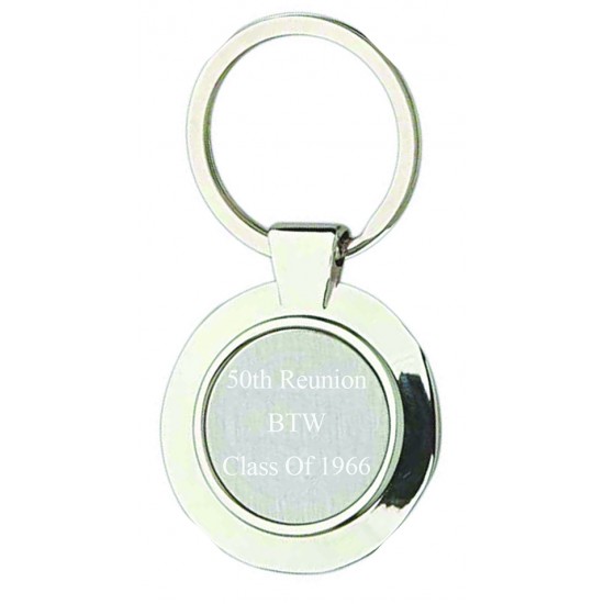 Custom Logo Sterling Silver Plated Circle Keyring