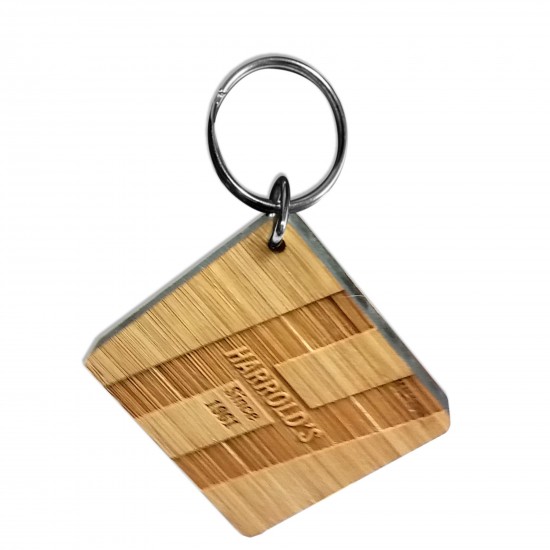 Custom Shape Bamboo Keychain Etched with Your Logo