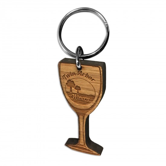 Custom Shape Bamboo Keychain Etched with Your Logo