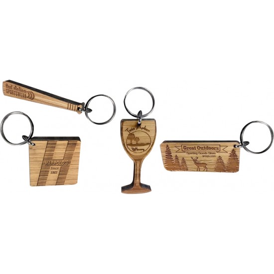 Custom Shape Bamboo Keychain Etched with Your Logo
