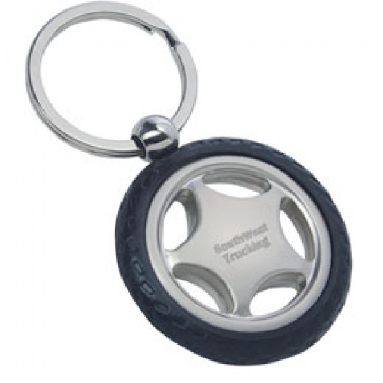 Custom Logo Rubber Tire Metal Key Tag