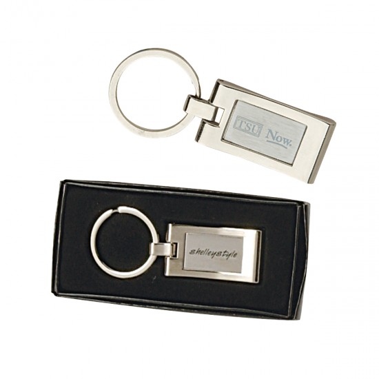 Custom Logo Sterling Silver Plated Rectangle Keyring