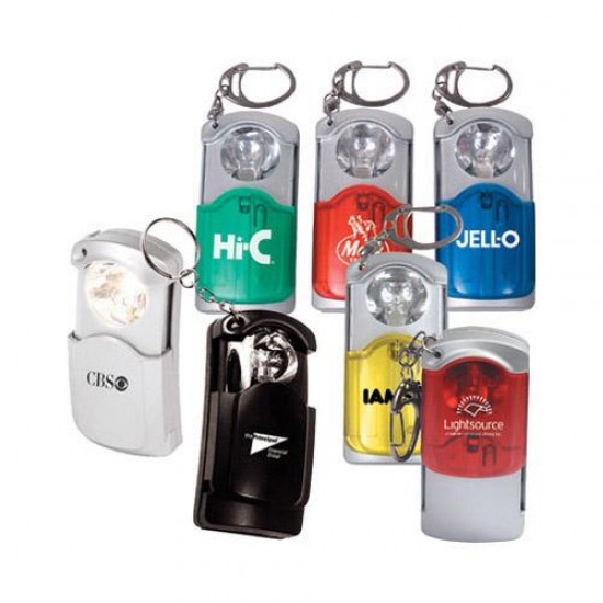 Custom Logo Slide Open Mini Key Ring Flashlight