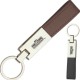 Custom logo Leather & Silver Keyring