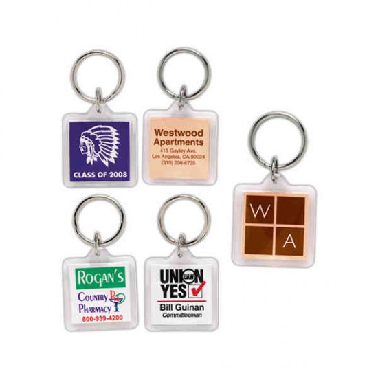 Custom Logo Square Acrylic Key Ring - 1-1/2"x1-1/2" -