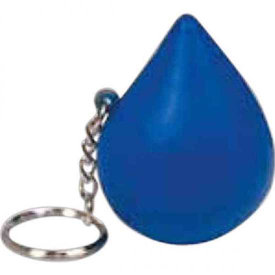 Custom Logo Squeezies (R) - Blue drop shape stress reliever key holder.