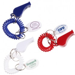Custom Logo Key chain with wrist coil, whistle and oval tag. Custom Logo Key chain with wrist coil, whistle and oval tag.