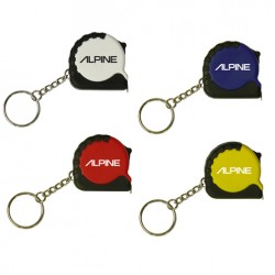 Custom Logo Pocket sized 39  miniature tape measure key chain with lock feature.