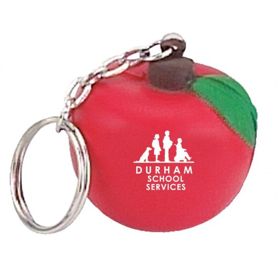 Custom Logo Apple shape stress reliever with key chain attachment.