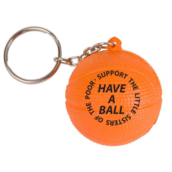Custom Logo Basketball - Stress reliever key chain with sport stress ball attached.