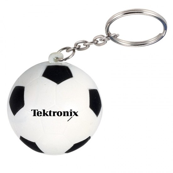 Custom Logo  Soccer Ball - Stress reliever key chain with sport stress ball attached.